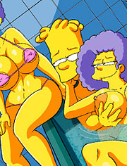 The Simptoons In the bathtub with the aunts: Handjob in the bathtub is the best thing