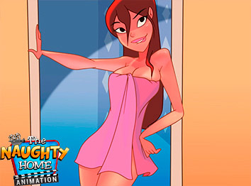 Here comes Anna, appears only in a towel, offering help - The Naughty Home animation - Getting a suntan (Part 02) by welcomix (tufos)