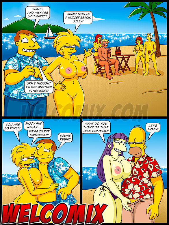They both find Liza, Magie, Sherry and Terry completely naked on the beach - The simptoons - Bitching in the caribbean (part 03) by welcomix (tufos)